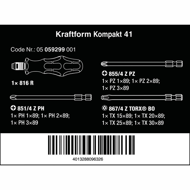 WERA Kraftform Kompakt 41 - 11 delig 05059299001 4013288096326 WERA Kraftform Kompakt 41 - 11 delig 05059299001 4013288096326