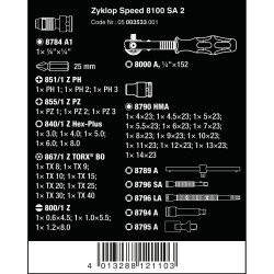 WERA  All-in Zyklop Speed-ratelset, 8100 SA 2 - 1/4"-aandrijving, met vasthoudfunctie 05003533001 4013288121103