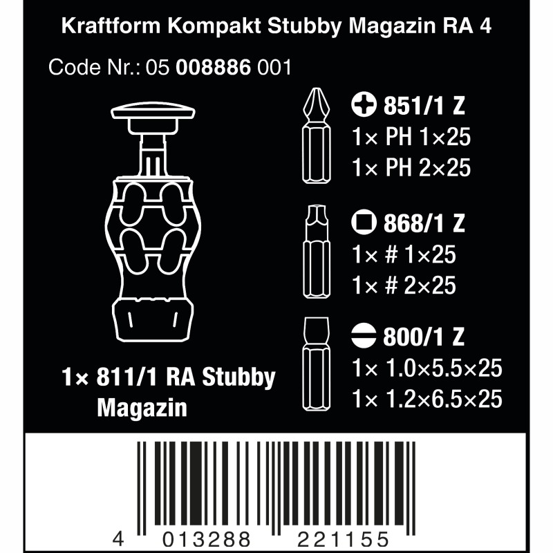 WERA Kraftform Kompakt Stubby Magazin RA 4 WERA Kraftform Kompakt Stubby Magazin RA 4