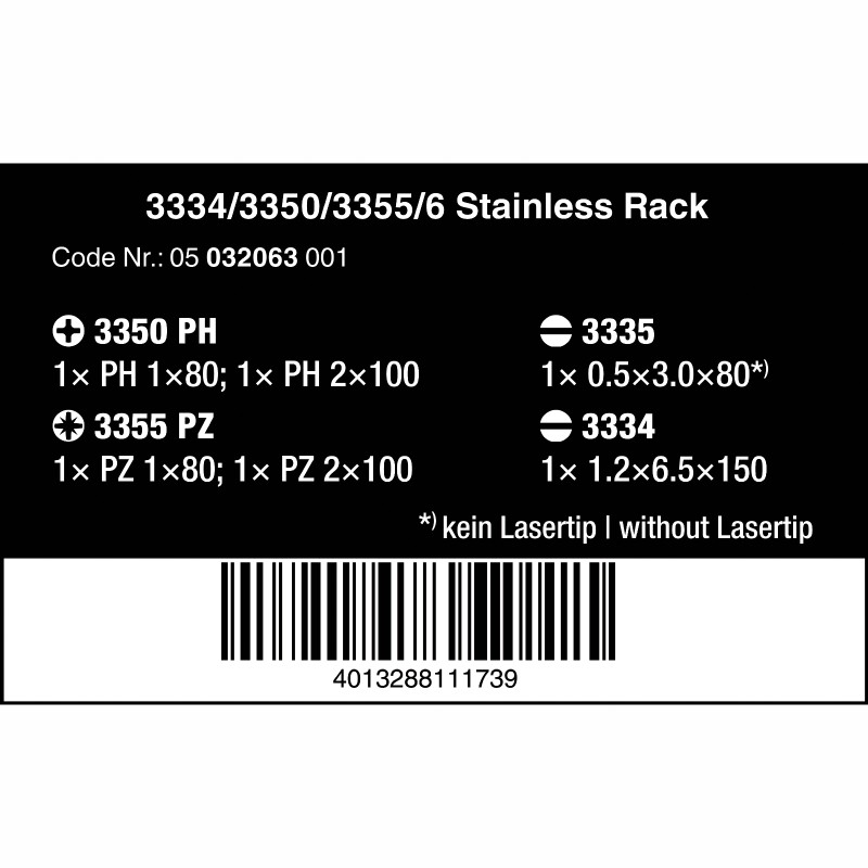 WERA  Kraftform RVS 11-delig PH, Sleuf en PZ WERA  Kraftform RVS 11-delig PH, Sleuf en PZ