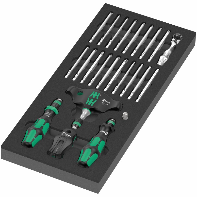 WERA 9752 Schuimrubberen inzetstuk met Kraftform Kompakt ratelset 1