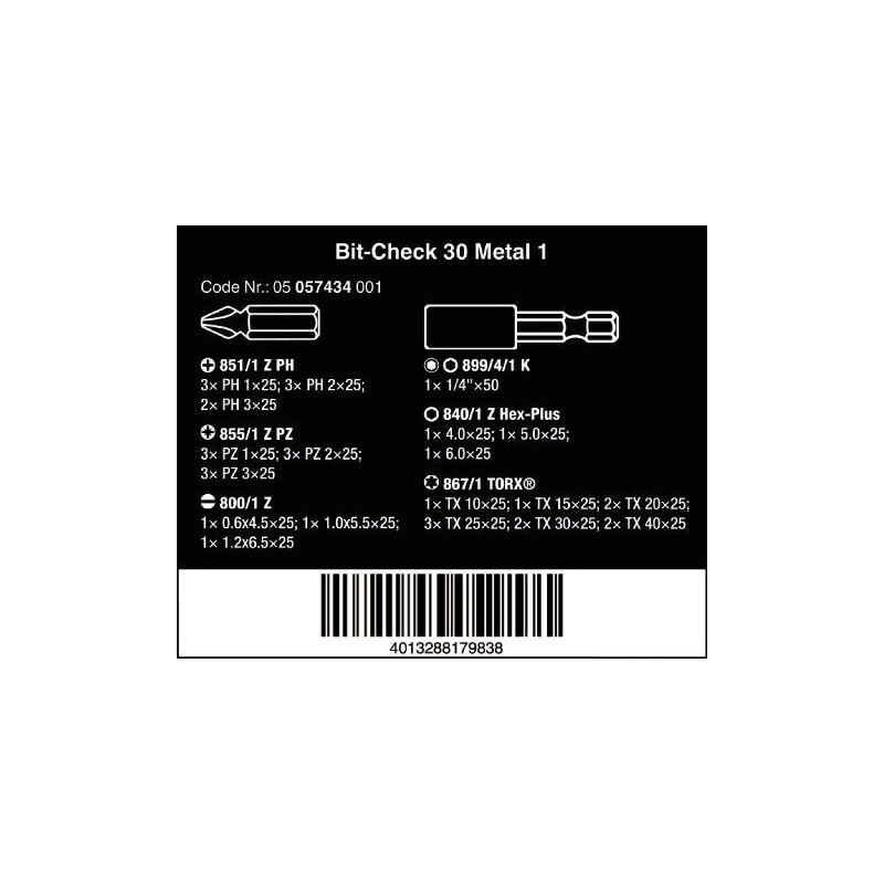 WERA Bit-Check BC 30 Metal 1, 29 bits hard - WeraGereedschap.nl WERA Bit-Check BC 30 Metal 1, 29 bits hard - WeraGereedschap.nl