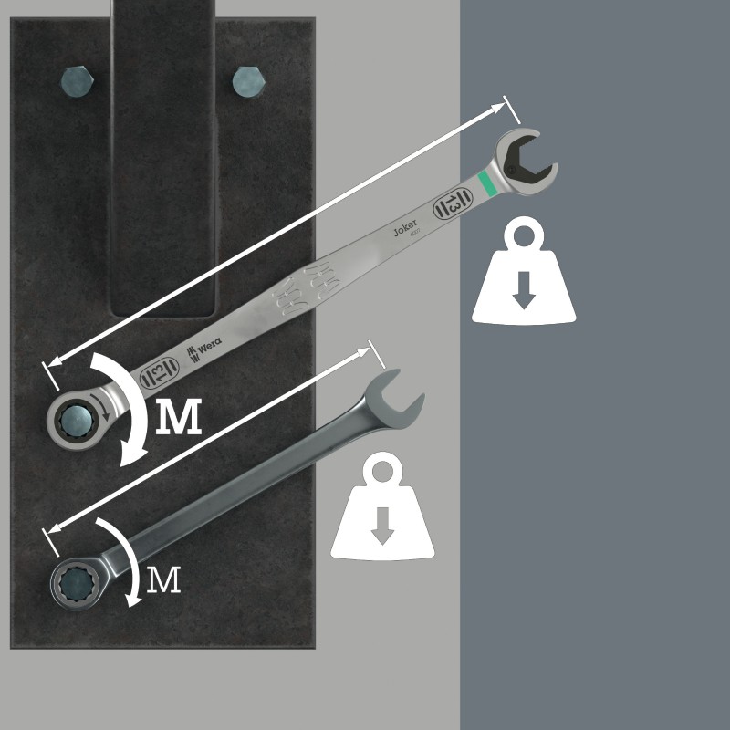 WERA 6007 Joker Steek-ringratel 17 mm. Extra lang.020353 4013288233356