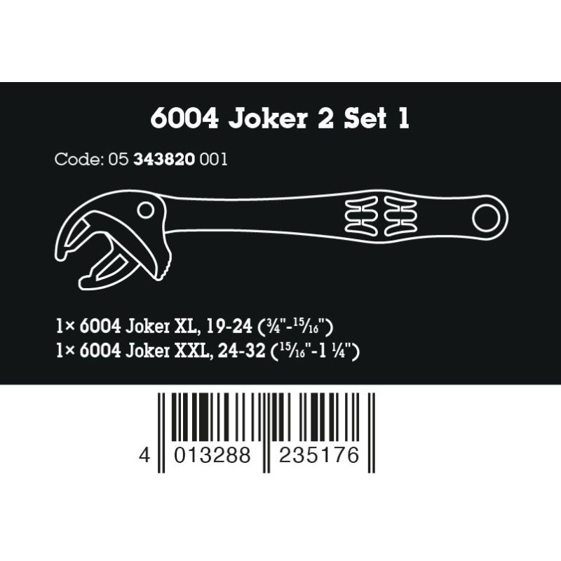 WERA 6004 Joker 2 Set 1 2-delige Set Zelfinstellende steeksleutelset 05343820001 4013288235176