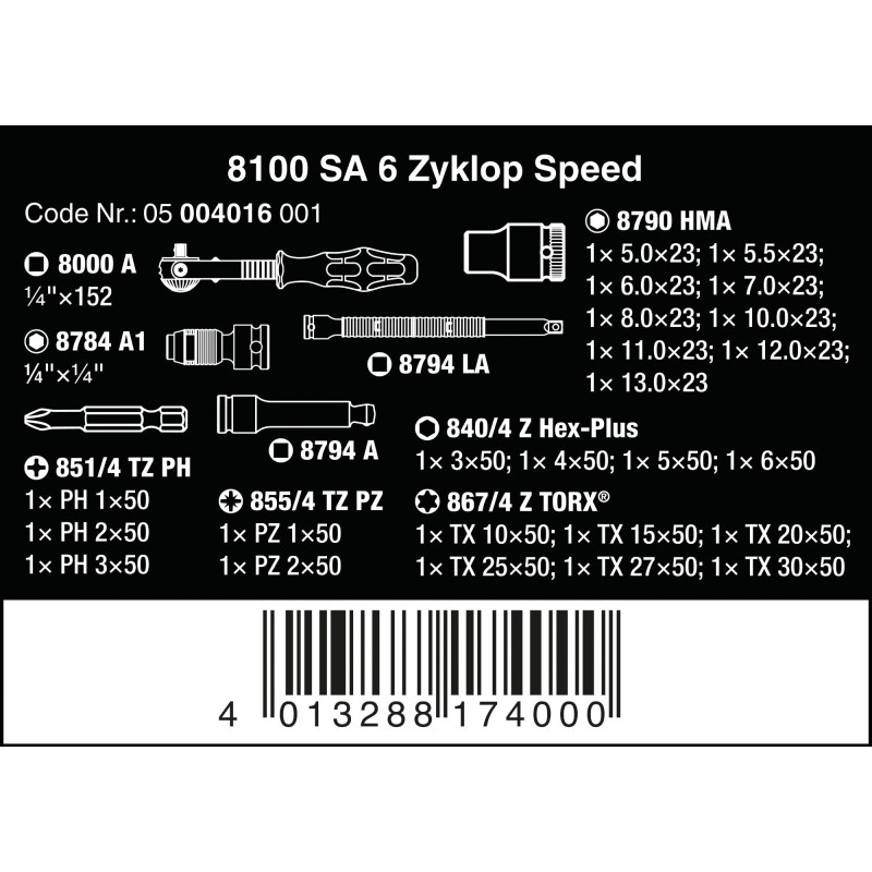 WERA Zyklop Speed 8100 SA 6 (05 004016 001) kopen | WERA origineel direct uit voorraad