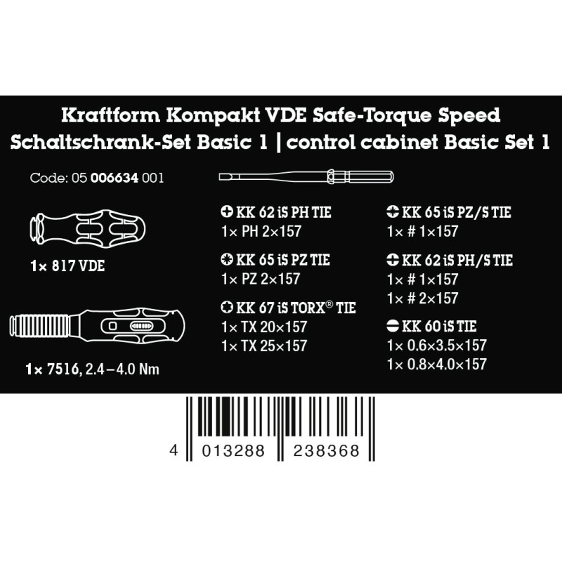 WERA VDE Kraftform Safe-Torque Speed set Basic 1, 2,4-4,0 Nm 05006634001 4013288238368