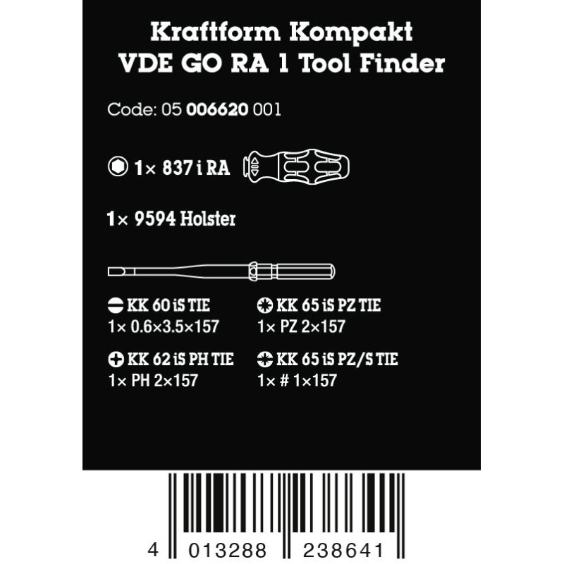 WERA VDE Kraftform Kompakt GO RA 1, 5 delig 05006620001 4013288238641