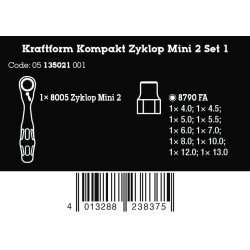 WERA Kraftform Kompakt Zyklop Mini 2 Set 1, 11-delig 05135021001 4013288238375