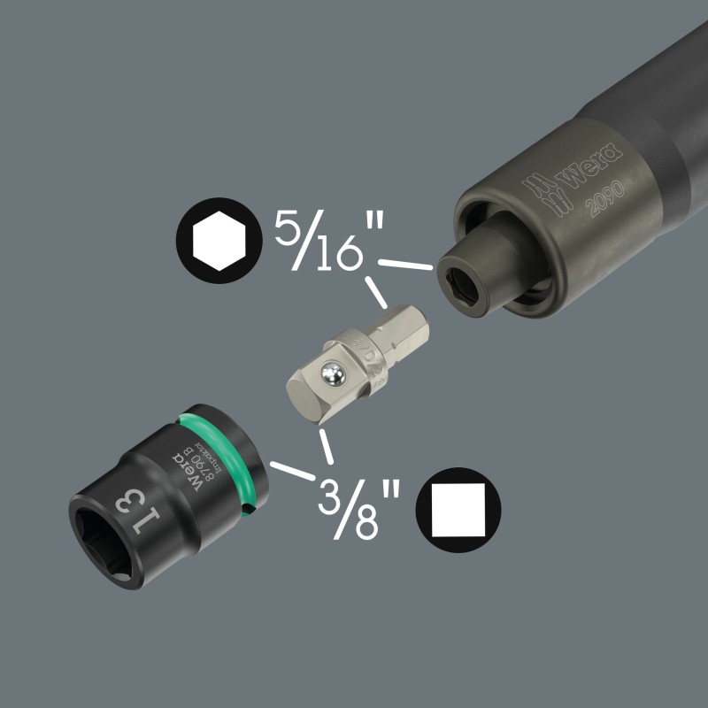 WERA 2090/16 Impaktor Slagschroevendraaier Set 1, 3/8"-aandrijving 05072018001 4013288238467