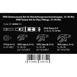 WERA 9558 Draaimomentsleutelset voor buisverbindingen 05136062001 4013288238740