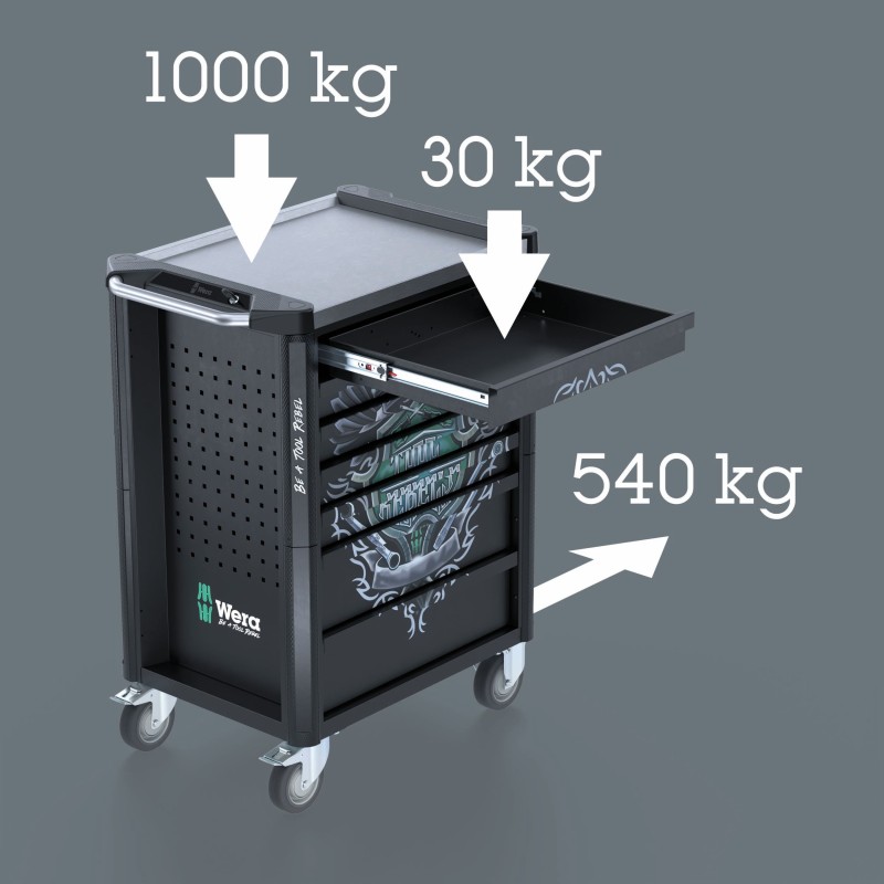 WERA 9805 Toolrebel Gereedschapswagen Stainless zonder gereedschap 05501880001 4013288238443