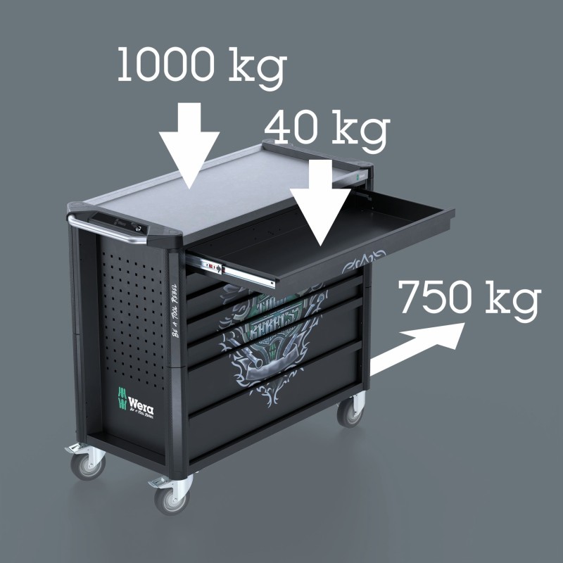 WERA 9801 Toolrebel Gereedschapswagen Stainless XXL zonder gereedschap 05501881001 4013288238450