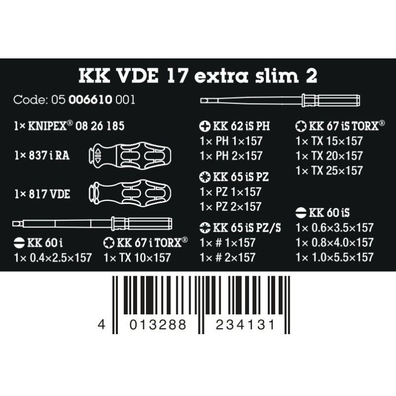 WERA/KNIPEX Kraftform Kompakt VDE 17 Extra Slim 2 Toolfinder 05006610001 401328834131