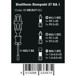 WERA Kraftform Kompakt 27 RA 1 Ratelhandgreep, 1/4", 7-delig 05051517001 4013288233974