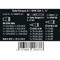 WERA 2-12 Nm Safe-Torque A 1 SHK momentsleutel set, 1/4" 05136073001 4013288228376