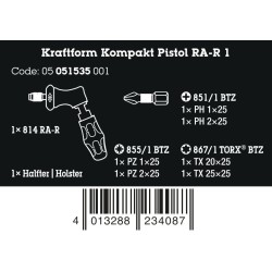 WERA Kraftform Kompakt Pistol RA - R 1, 7-delig 05051535001 4013288234087