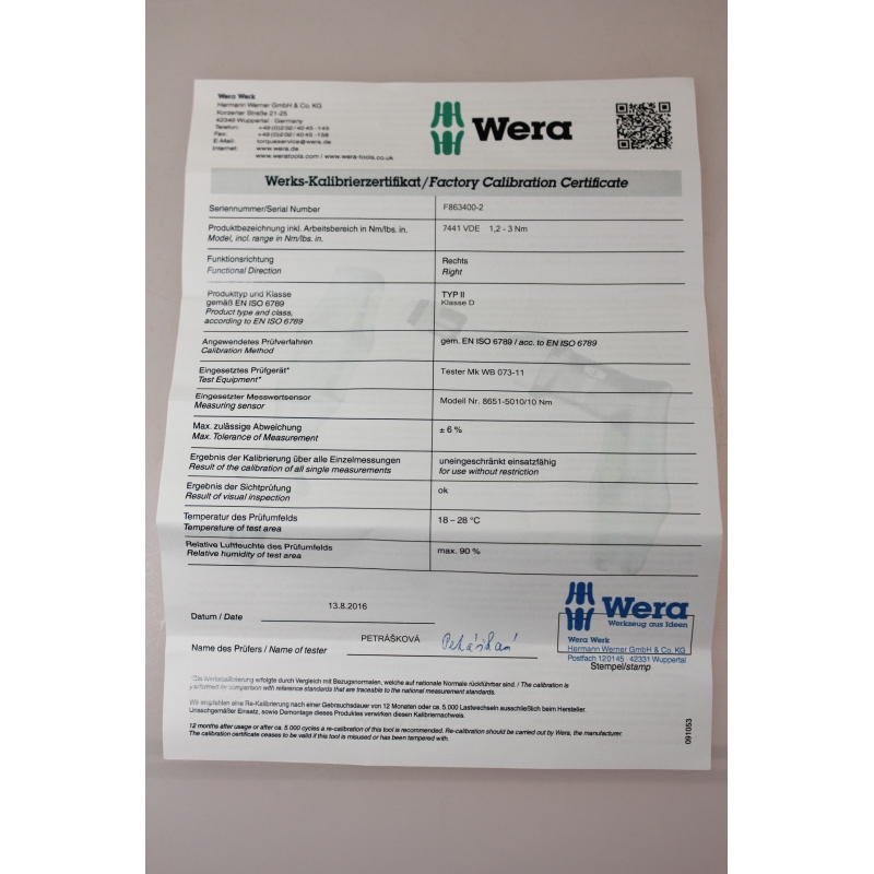 WERA instelbare momentschroevendraaier