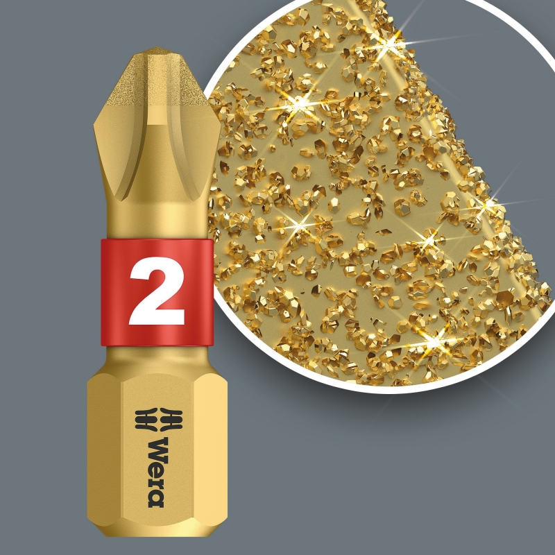 WERA Pozidriv PZ 1 Diamond Coated BDC / PZ 1 X 25 Kruis-bit WERA Pozidriv PZ 1 Diamond Coated BDC / PZ 1 X 25 Kruis-bit