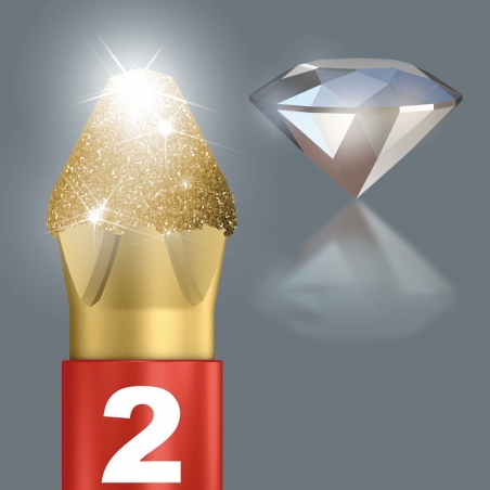 WERA Pozidriv PZ 2 Diamond Coated BDC / PZ 2 X 25 Kruis-bit WERA Pozidriv PZ 2 Diamond Coated BDC / PZ 2 X 25 Kruis-bit