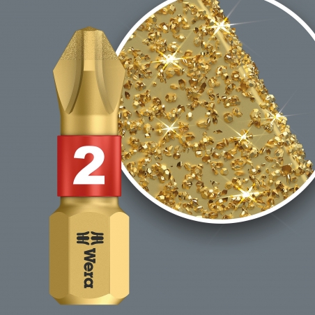 WERA Pozidriv PZ 2 Diamond Coated BDC / PZ 2 X 25 Kruis-bit WERA Pozidriv PZ 2 Diamond Coated BDC / PZ 2 X 25 Kruis-bit