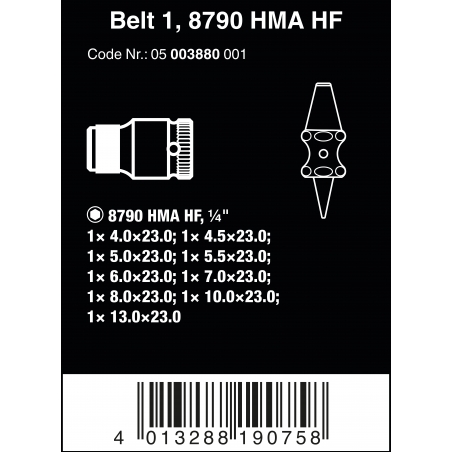 WERA BELT 1 ZYKLOP DOPPEN SET, MET VASTHOUDFUNCTIE, 1/4" -AANDRIJVING WERA BELT 1 ZYKLOP DOPPEN SET, MET VASTHOUDFUNCTIE, 1/4" -AANDRIJVING