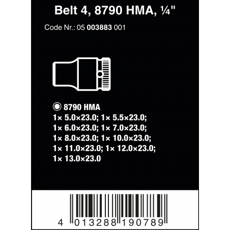 WERA BELT 4 ZYKLOP DOPPEN SET, 1/4" -AANDRIJVING