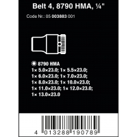 WERA BELT 4 ZYKLOP DOPPEN SET, 1/4" -AANDRIJVING WERA BELT 4 ZYKLOP DOPPEN SET, 1/4" -AANDRIJVING