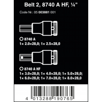 WERA BELT 2 ZYKLOP INBUSDOPPEN SET, MET VASTHOUDFUNCTIE, 1/4" -AANDRIJVING WERA BELT 2 ZYKLOP INBUSDOPPEN SET, MET VASTHOUDFUNCTIE, 1/4" -AANDRIJVING
