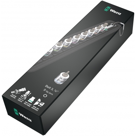 WERA BELT 3 TORX® HF ZYKLOP BITDOPPEN SET TORX®, MET VASTHOUDFUNCTIE, 1/4" -AANDRIJVING WERA BELT 3 TORX® HF ZYKLOP BITDOPPEN SET TORX®, MET VASTHOUDFUNCTIE, 1/4" -AANDRIJVING