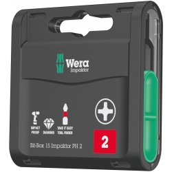 WERA Philips PH 2 IMPAKTOR 851/1 Bit-Box 15 stuks