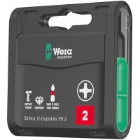 WERA Philips PH 2 IMPAKTOR 851/1 Bit-Box 15 stuks