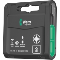 WERA Pozidriv PZ 2 IMPAKTOR 855/1 Bit-Box 15 stuks WERA Pozidriv PZ 2 IMPAKTOR 855/1 Bit-Box 15 stuks