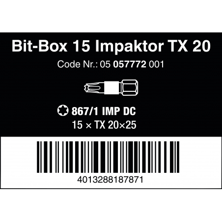 WERA TORX® TX20 867/1 IMP DC Impaktor in Bit-Box WERA TORX® TX20 867/1 IMP DC Impaktor in Bit-Box