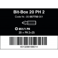 WERA Bit-Box 20x Kruiskop PH 2 Z-bits WERA Bit-Box 20x Kruiskop PH 2 Z-bits