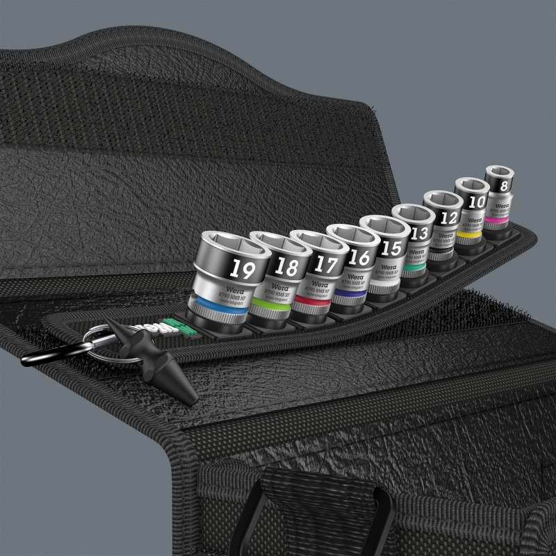 WERA BELT B 1 ZYKLOP DOPPEN SET, MET VASTHOUDFUNCTIE,  3/8" -AANDRIJVING WERA BELT B 1 ZYKLOP DOPPEN SET, MET VASTHOUDFUNCTIE,  3/8" -AANDRIJVING