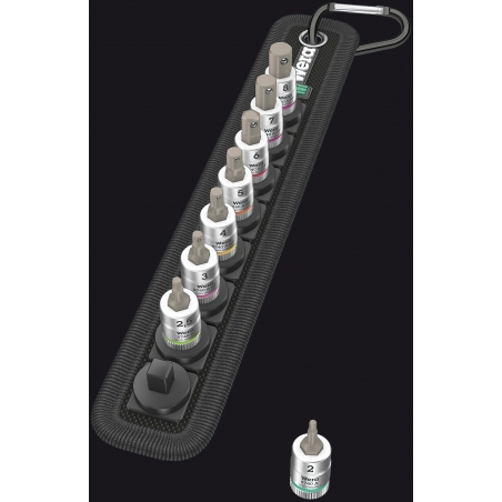 WERA BELT B 2 ZYKLOP INBUS/BINNENZESKANT BITDOPPEN SET, MET VASTHOUDFUNCTIE, 3/8" -AANDRIJVING WERA BELT B 2 ZYKLOP INBUS/BINNENZESKANT BITDOPPEN SET, MET VASTHOUDFUNCTIE, 3/8" -AANDRIJVING