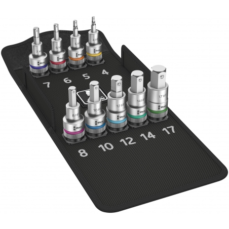 WERA INBUS/BINNENZESKANT BIT-DOPPEN-SET kort, MET VASTHOUDFUNCTIE, 8740 C HF 1 1/2"-AANDRIJVING WERA INBUS/BINNENZESKANT BIT-DOPPEN-SET kort, MET VASTHOUDFUNCTIE, 8740 C HF 1 1/2"-AANDRIJVING