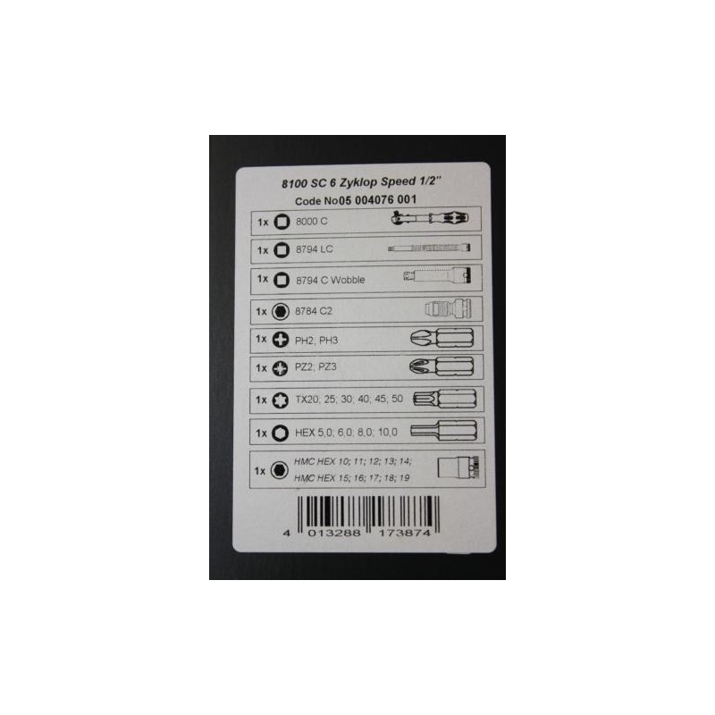 8100 SC 6 Zyklop Speed-ratelset, 1/2"-aandrijving, metrisch