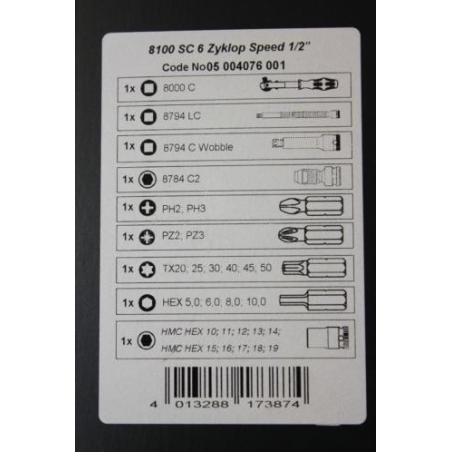 8100 SC 6 Zyklop Speed-ratelset, 1/2"-aandrijving, metrisch 8100 SC 6 Zyklop Speed-ratelset, 1/2"-aandrijving, metrisch