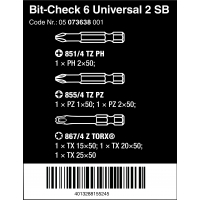 WERA Bit-check BC 6 Universal 2, 6-delig