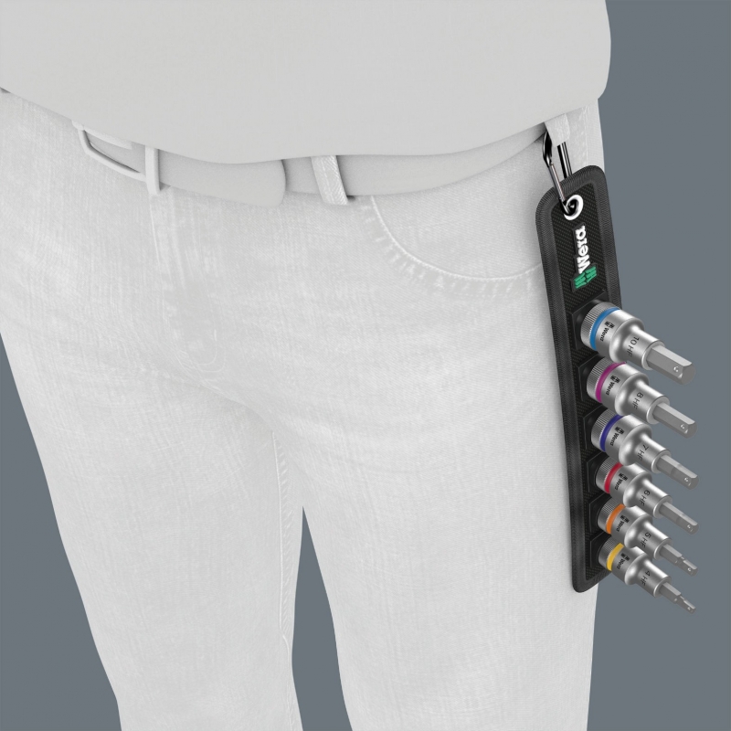 WERA BELT C 2 ZYKLOP INBUS/BINNENZESKANT BITDOPPEN SET, MET VASTHOUDFUNCTIE,  1/2" -AANDRIJVING WERA BELT C 2 ZYKLOP INBUS/BINNENZESKANT BITDOPPEN SET, MET VASTHOUDFUNCTIE,  1/2" -AANDRIJVING