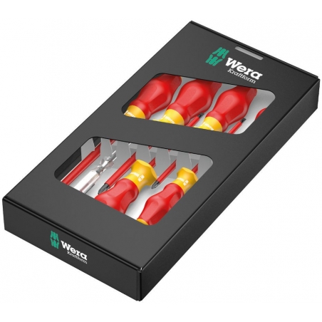 Wera 7-delige Kraftform Comfort VDE schroevendraaierset -1160i/1165i/7- Sleuf en posidrive. Wera 7-delige Kraftform Comfort VDE schroevendraaierset -1160i/1165i/7- Sleuf en posidrive.