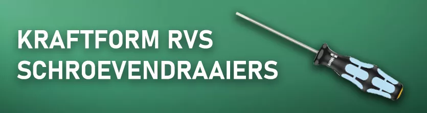 WERA Kraftform RVS schroevendraaiers om vliegroest tegen te gaan.
