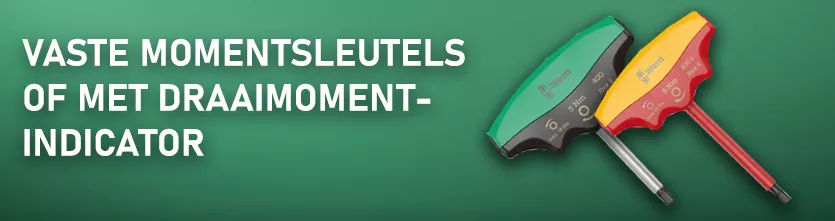 Momentsleutel met een vast instelmoment. Af-fabriek gecalibreerd.