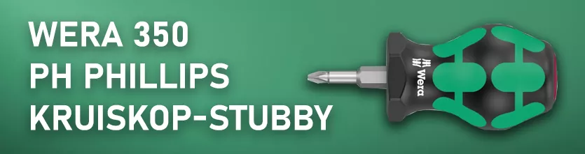 WERA 350 PH Phillips kruiskop compacte schroevendraaier. Stubby