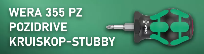 WERA 355 PZ Pozidrive kruiskop compacte schroevendraaier. Stubby